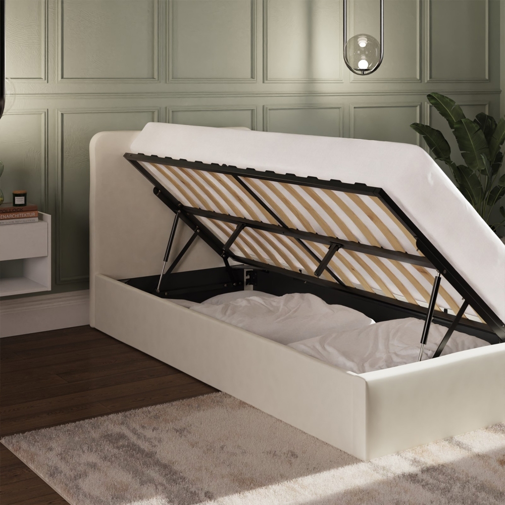 Catskill Fabric Ottoman Storage Single Bed In Natural