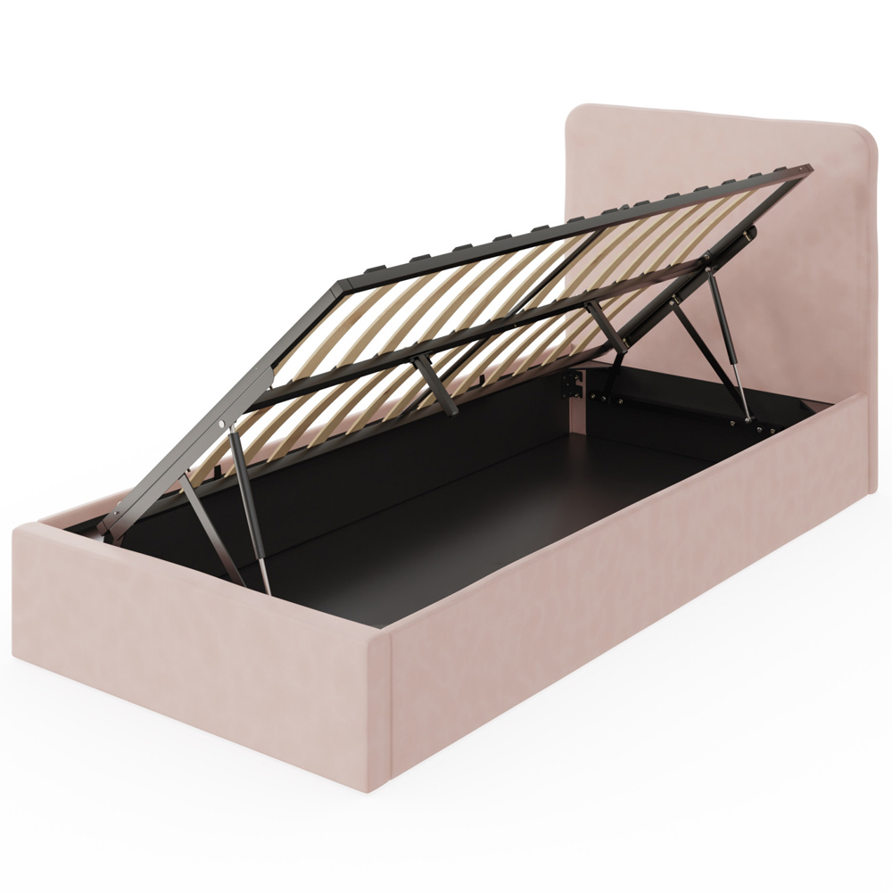 Catskill Fabric Ottoman Storage Single Bed In Pink