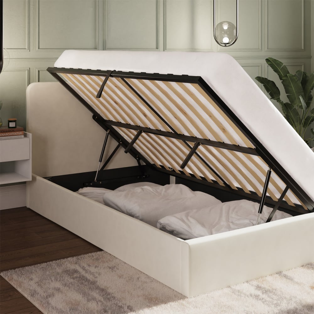 Catskill Fabric Ottoman Storage Small Double Bed In Natural