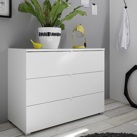 Read more about Cattio wooden chest of drawers in matt white with 3 drawers
