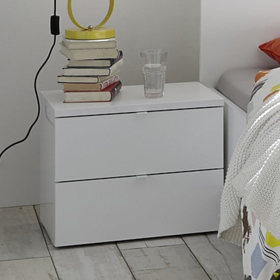 Read more about Cattio wooden nightstand in matt white with 2 drawers