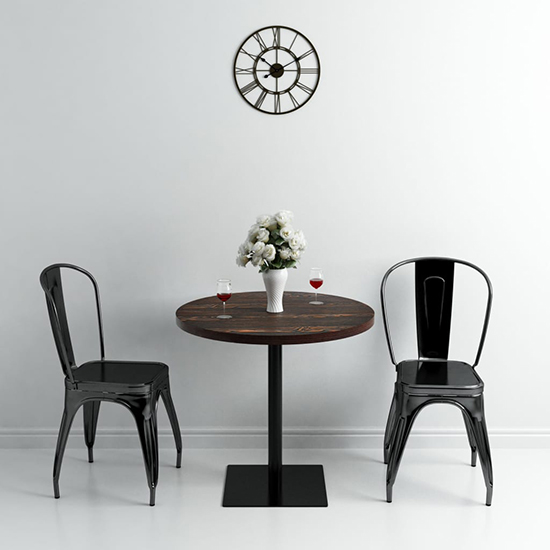 Causer Round Wooden Bistro Table In Dark Ash