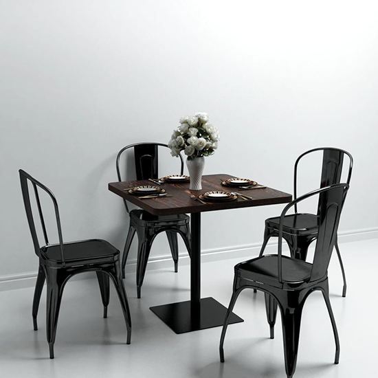 Causer Square Wooden Bistro Table In Dark Ash
