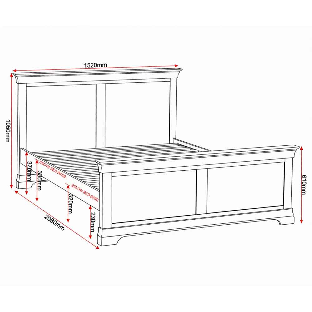 Cavara Wooden High Foot End Double Bed in Pebble Grey