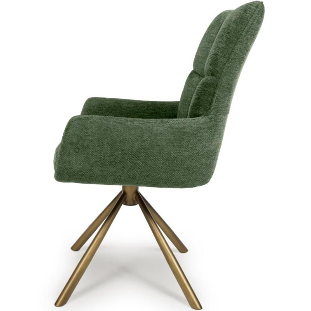Cavino Green Fabric Dining Chairs With Bronze Legs In Pair