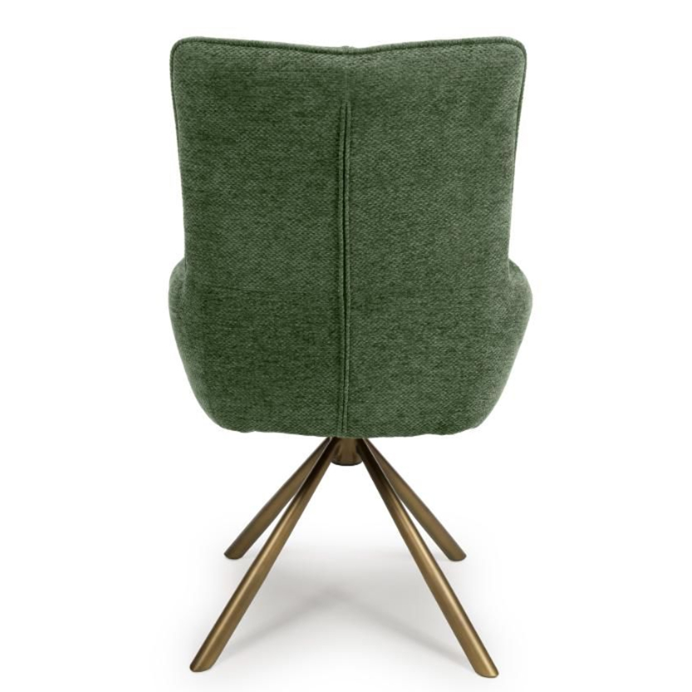 Cavino Green Fabric Dining Chairs With Bronze Legs In Pair
