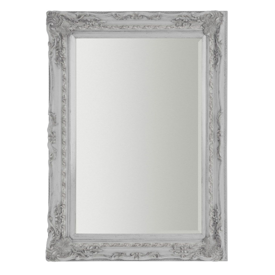 Cavolt Rectangular Wall Bedroom Mirror In Antique Silver Frame