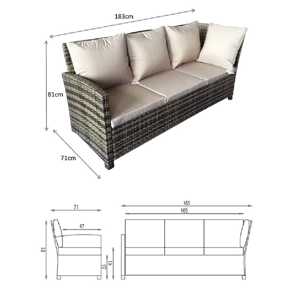 Caxias Glass Top Garden Corner Dining Set With 3 Ottomans In Brown