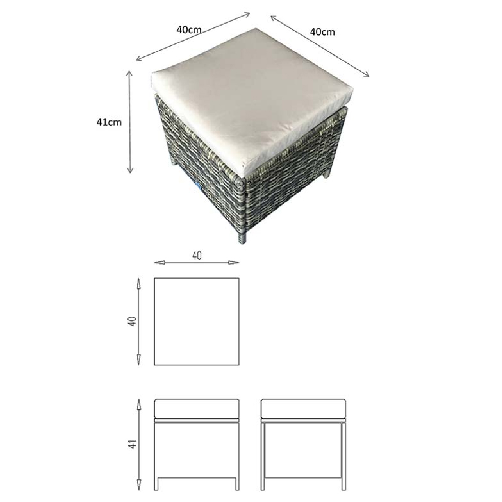 Caxias Glass Top Garden Corner Dining Set With 3 Ottomans In Brown