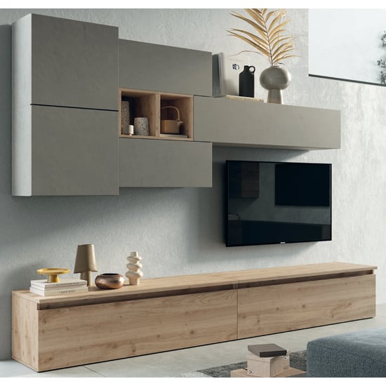 Product photograph of Caxias Wooden Entertainment Unit In Clay And Cadiz Oak from Furniture in Fashion