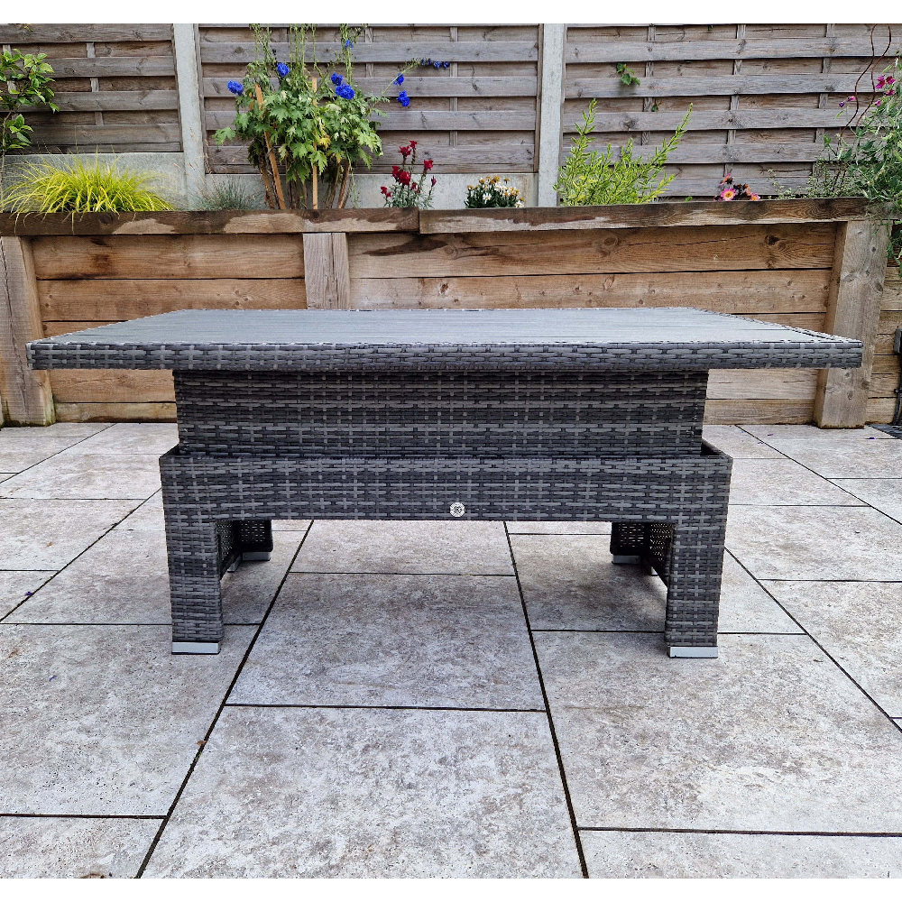 Caxias Wooden Garden Corner Lift Up Dining Set In Grey