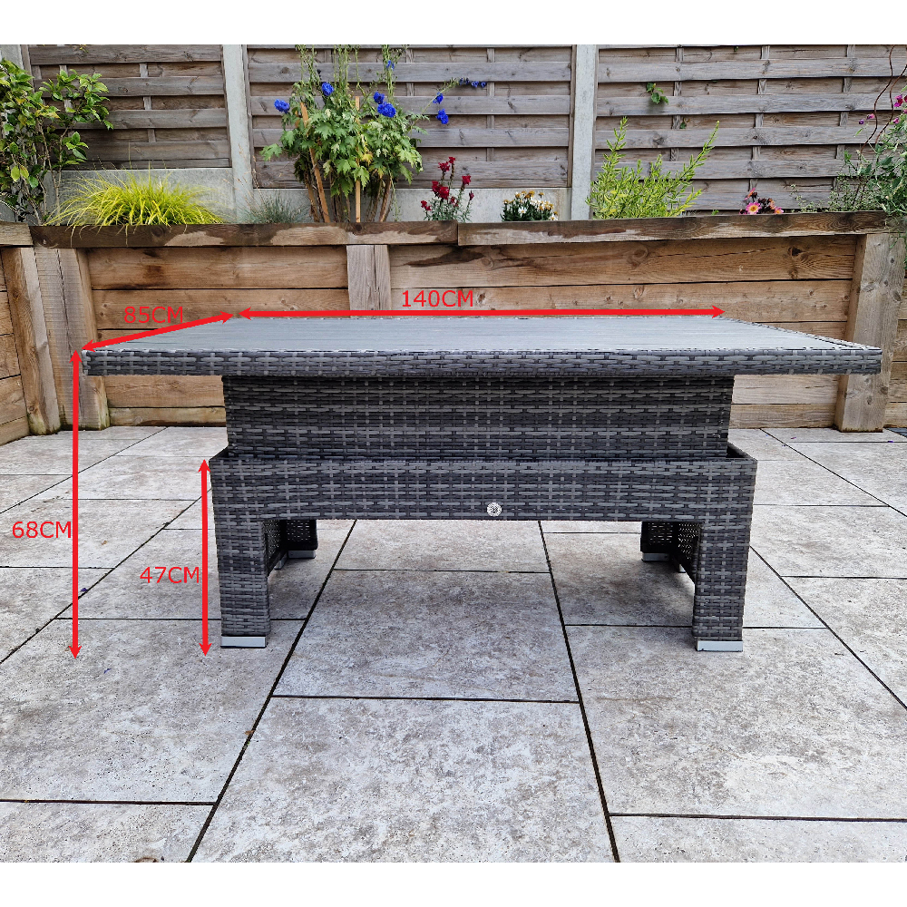 Caxias Wooden Garden Corner Lift Up Dining Set In Grey