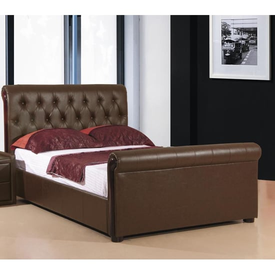 Camacho Faux Leather Storage Double Bed In Brown_1