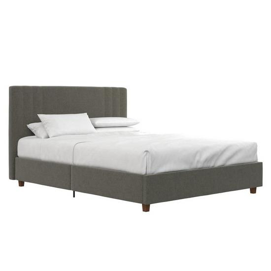 Cayce Linen Fabric King Size Bed In Light Grey