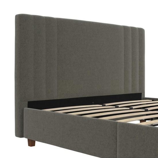 Cayce Linen Fabric King Size Bed In Light Grey