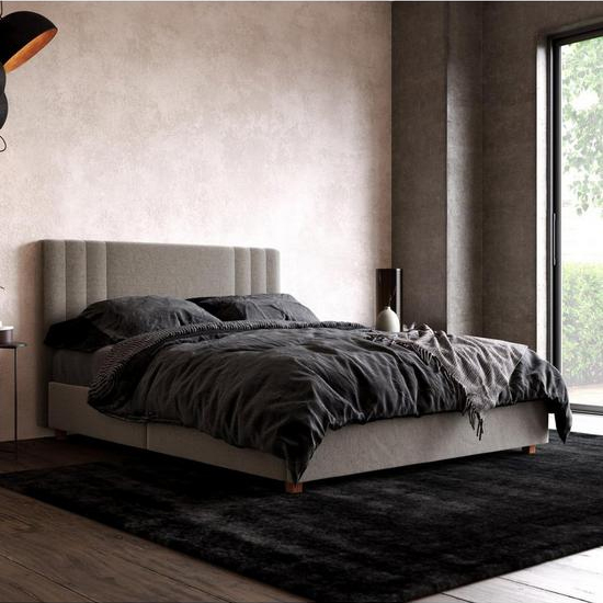 Read more about Cayce linen fabric king size bed in light grey