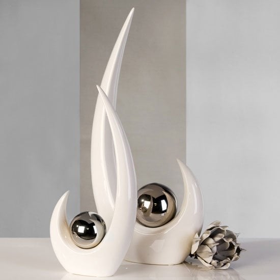 Product photograph of Cayce Small And Large Sculpture Set In White Ceramic from Furniture in Fashion