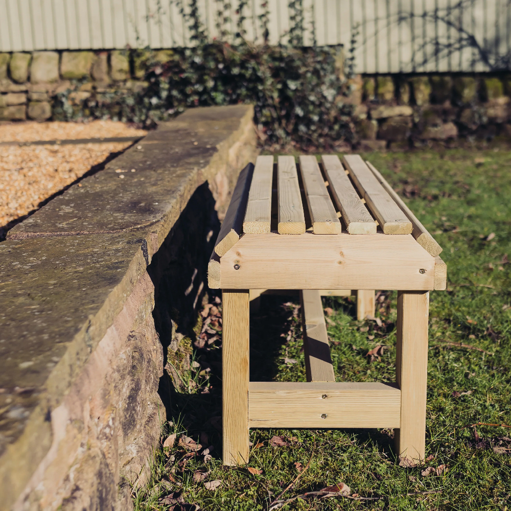 Cayce Wooden Garden Backless Seating Bench In Natural