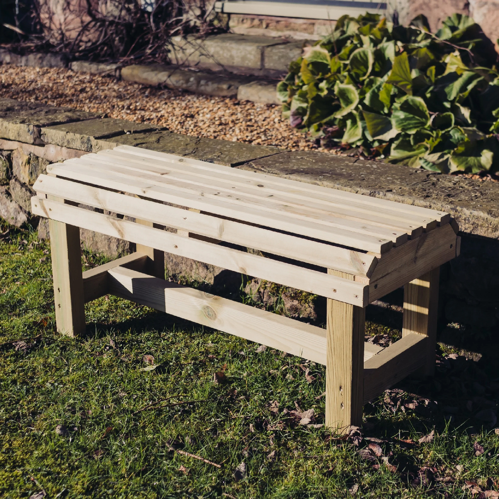 Cayce Wooden Garden Backless Seating Bench In Natural