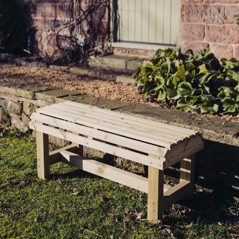 Product photograph of Cayce Wooden Garden Backless Seating Bench In Natural from Furniture in Fashion