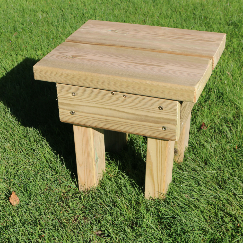 Cayce Wooden Square Garden Footstool In Natural
