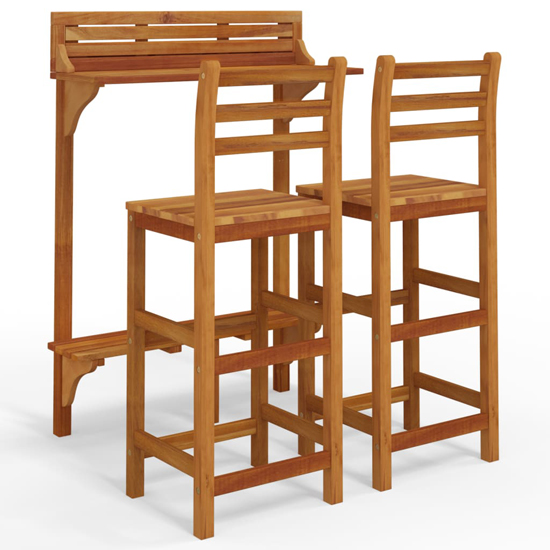 Cayla 3 Piece Balcony Bar Table And Bar Chairs With Backrest