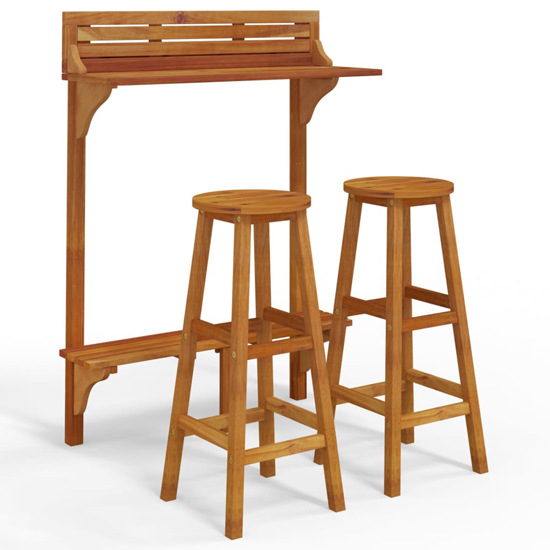 Cayla 3 Piece Balcony Bar Table And Bar Stools With Round Seat