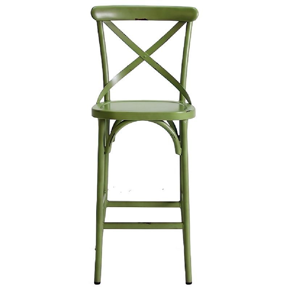 Cayuga Vintage Green Aluminium Outdoor Bar Chairs In Pair
