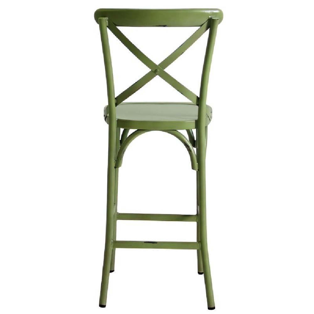 Cayuga Vintage Green Aluminium Outdoor Bar Chairs In Pair
