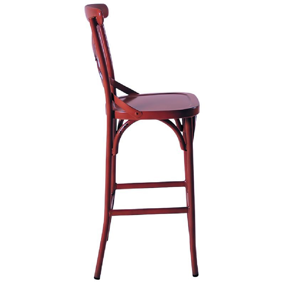 Cayuga Vintage Red Aluminium Outdoor Bar Chairs In Pair