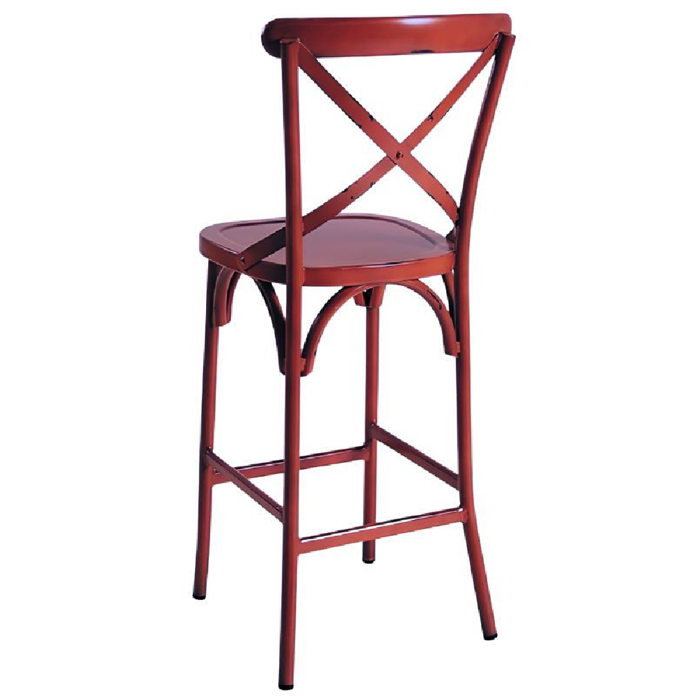 Cayuga Vintage Red Aluminium Outdoor Bar Chairs In Pair