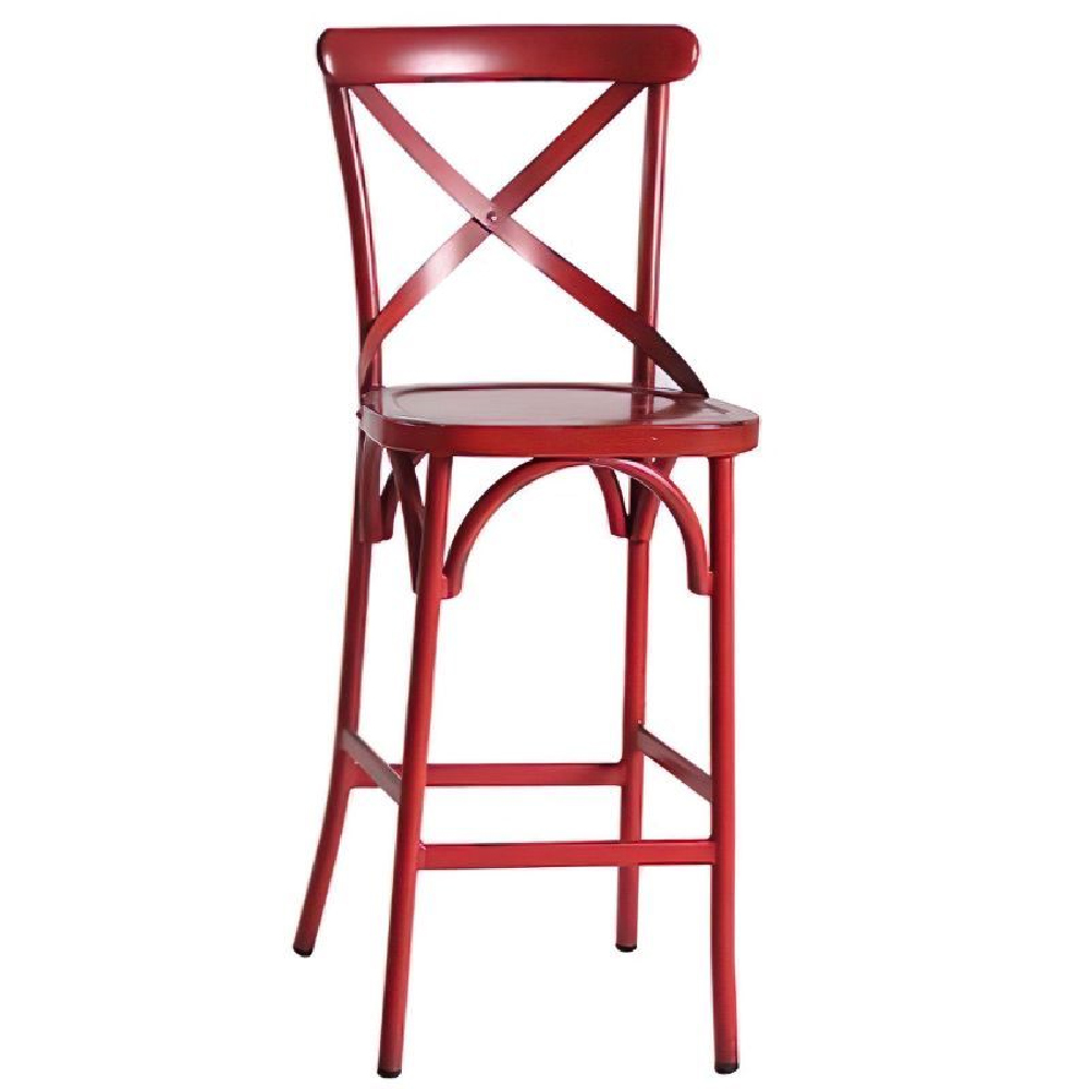 Cayuga Vintage Red Aluminium Outdoor Bar Chairs In Pair