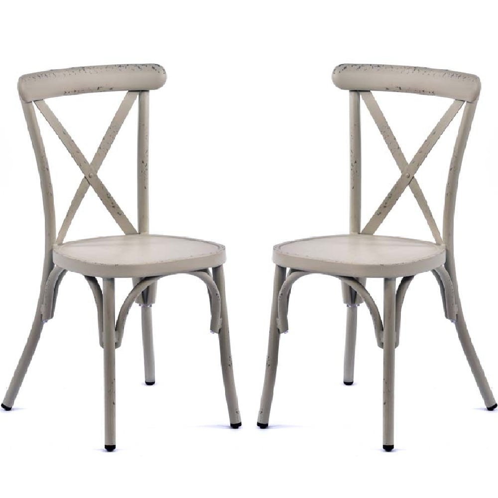 Product photograph of Cayuga Vintage White Aluminium Outdoor Side Chairs In Pair from Furniture in Fashion