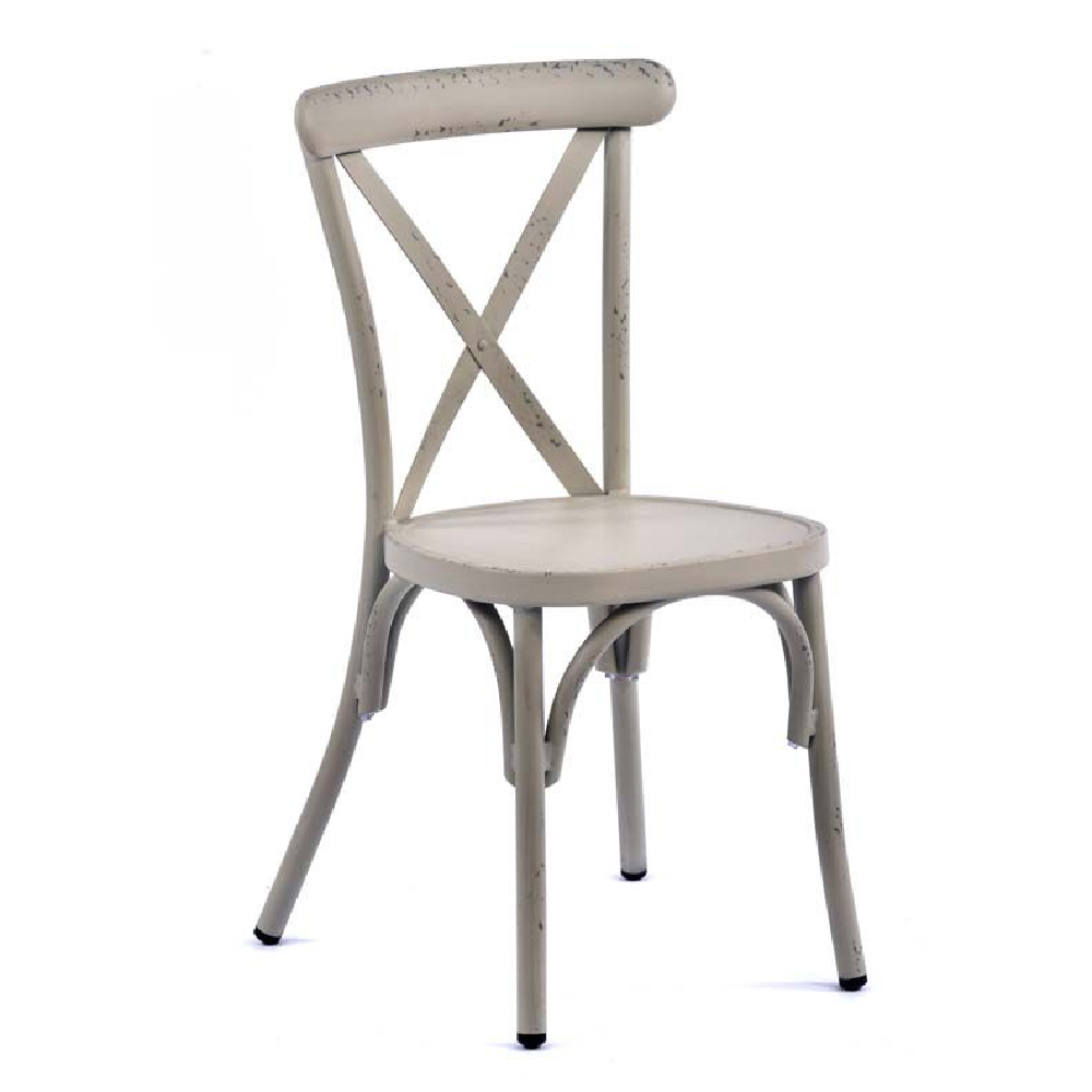 Cayuga Vintage White Aluminium Outdoor Side Chairs In Pair