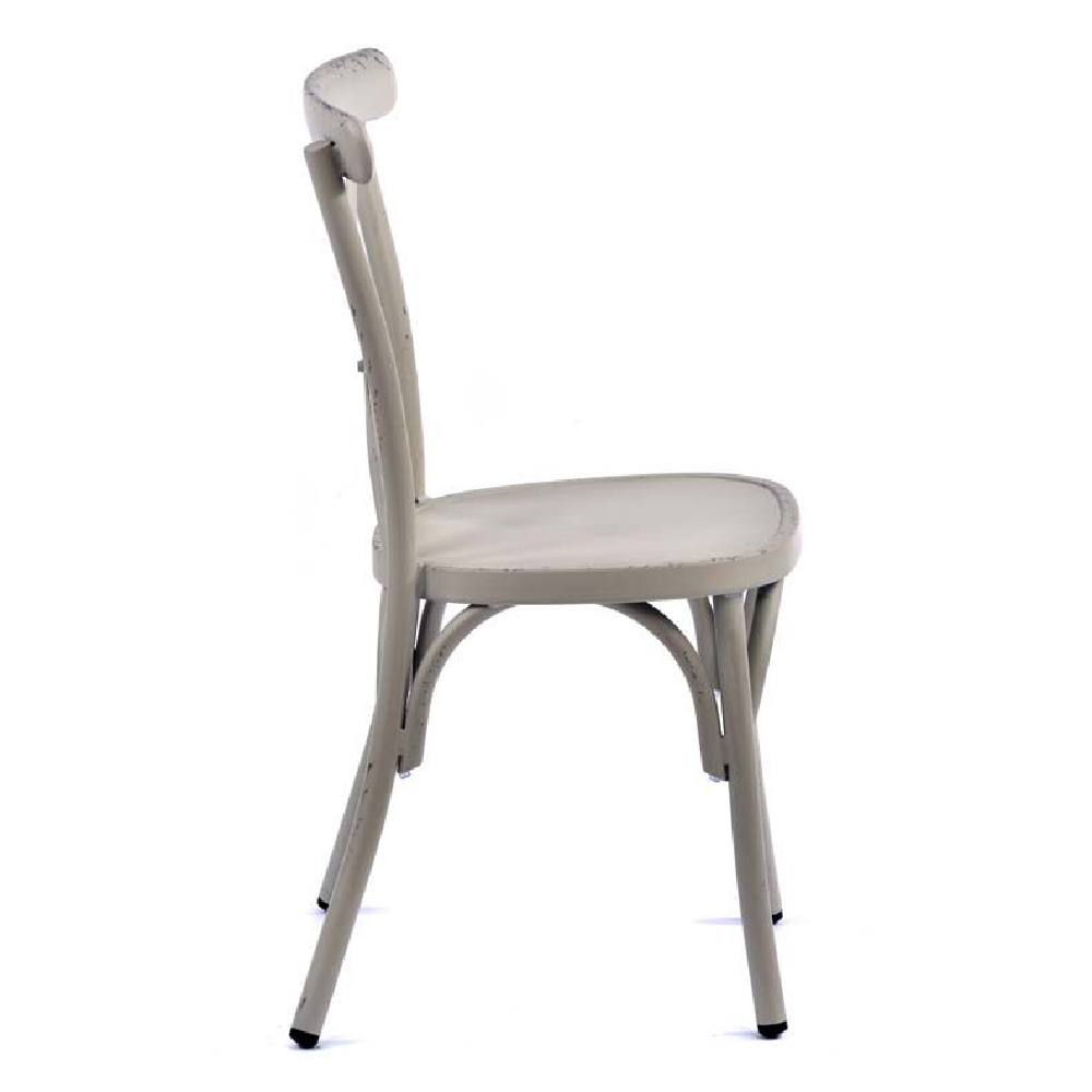 Cayuga Vintage White Aluminium Outdoor Side Chairs In Pair