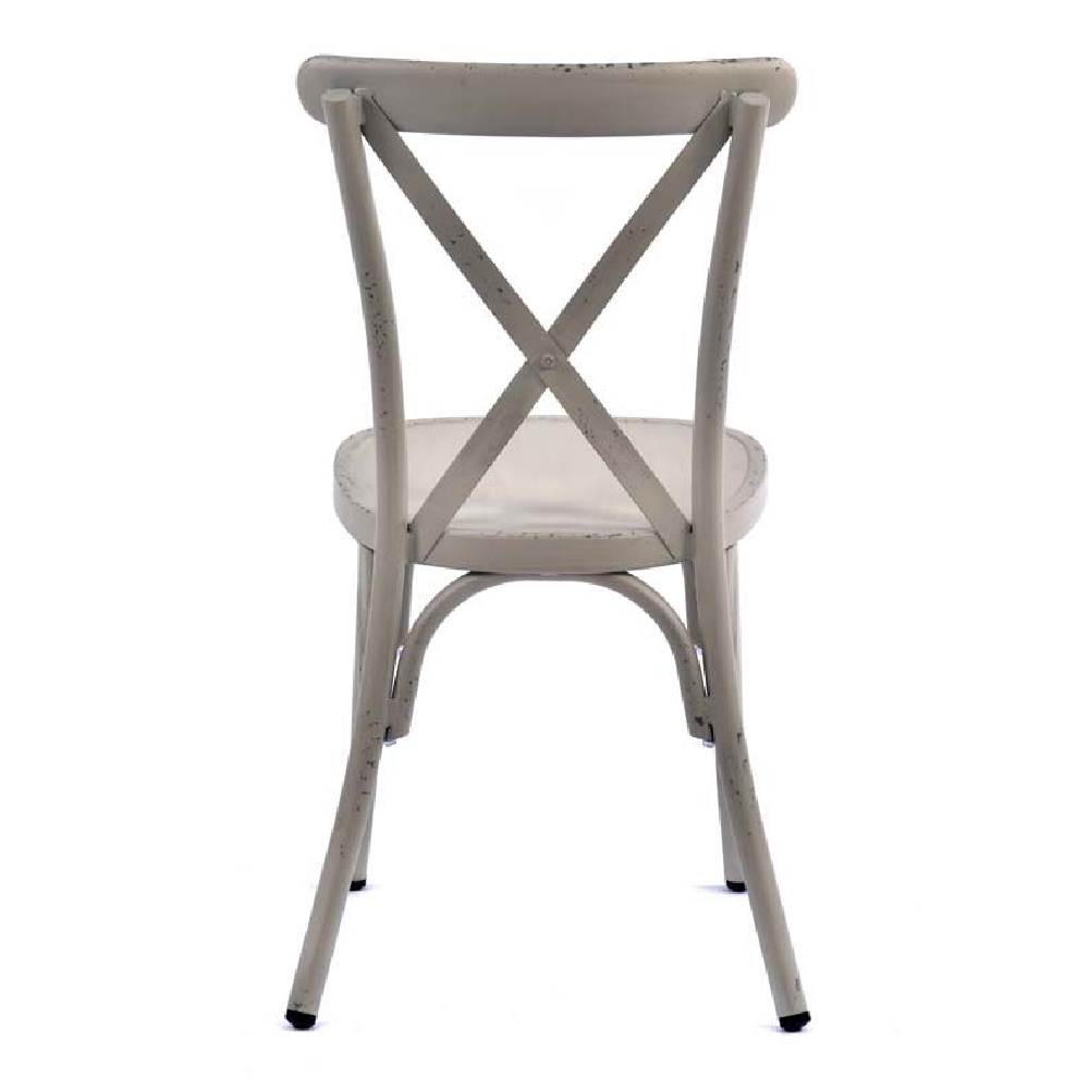 Cayuga Vintage White Aluminium Outdoor Side Chairs In Pair