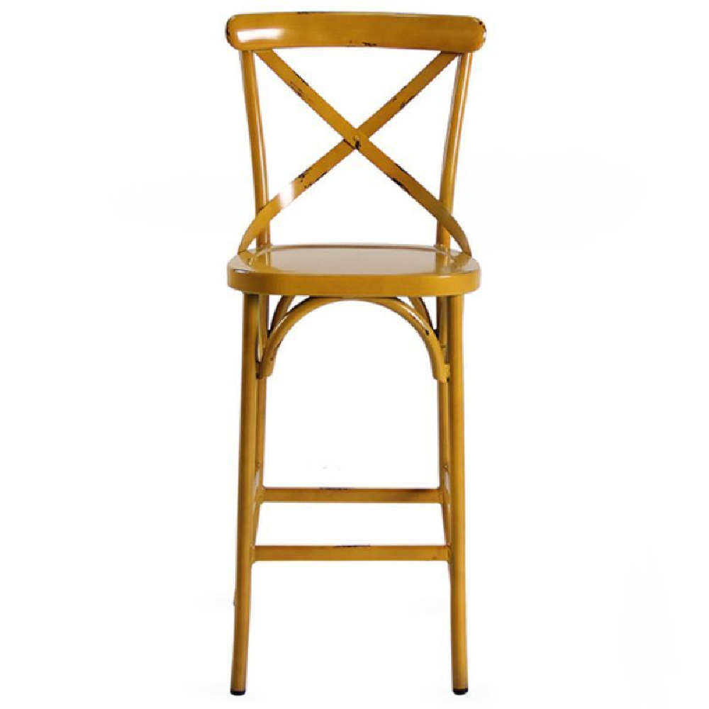 Cayuga Vintage Yellow Aluminium Outdoor Bar Chairs In Pair