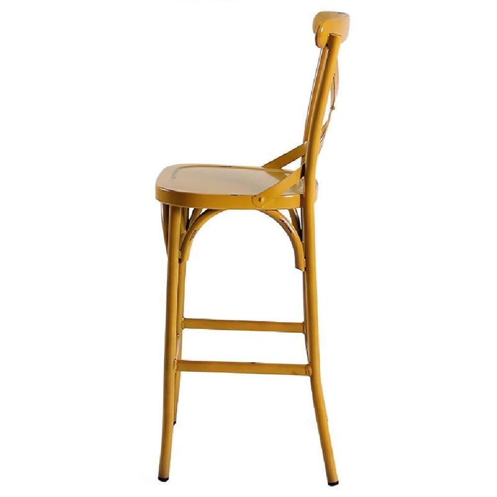 Cayuga Vintage Yellow Aluminium Outdoor Bar Chairs In Pair