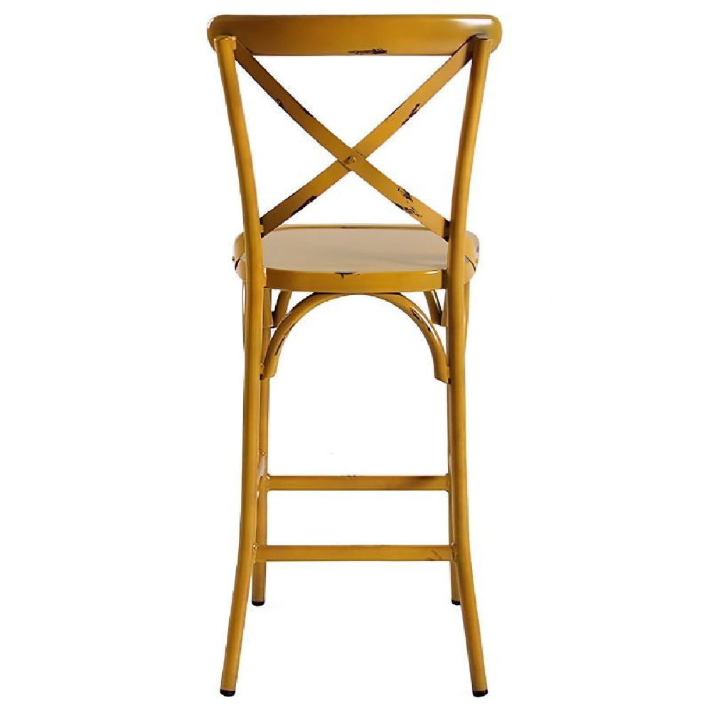 Cayuga Vintage Yellow Aluminium Outdoor Bar Chairs In Pair