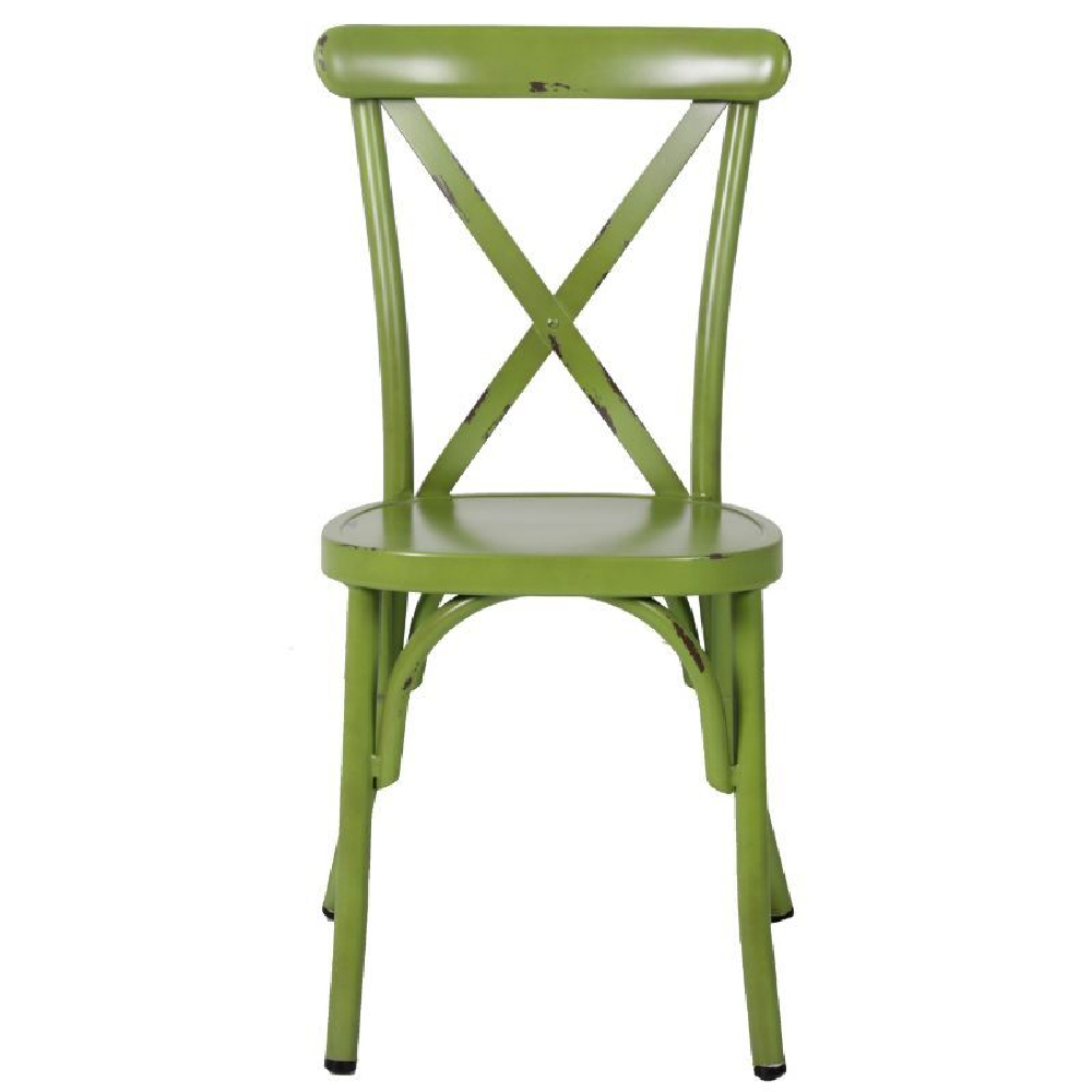 Cayuga Vintage Green Aluminium Outdoor Side Chairs In Pair