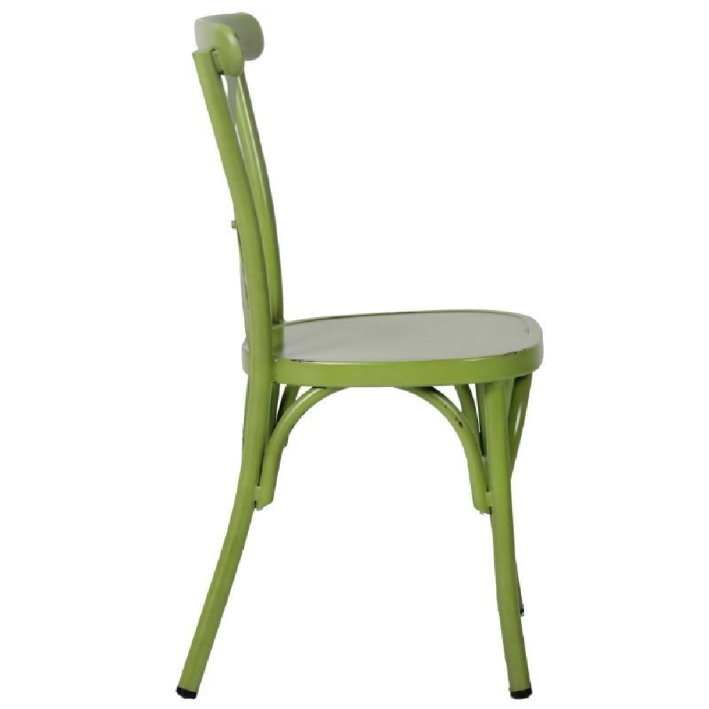 Cayuga Vintage Green Aluminium Outdoor Side Chairs In Pair