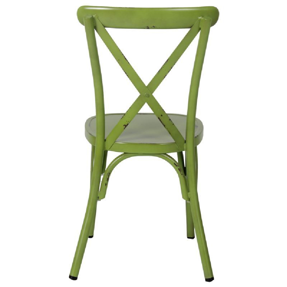 Cayuga Vintage Green Aluminium Outdoor Side Chairs In Pair