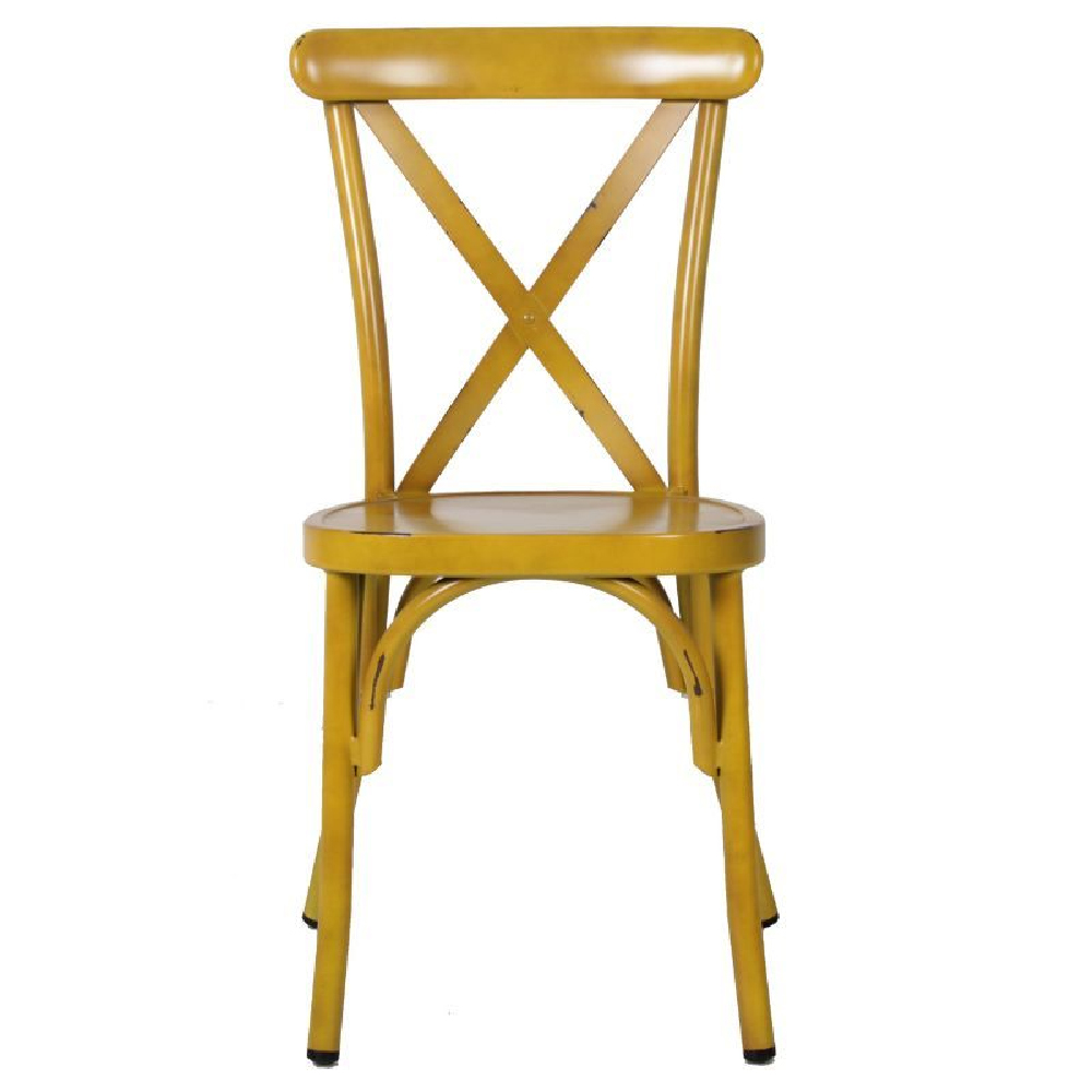 Cayuga Vintage Yellow Aluminium Outdoor Side Chairs In Pair