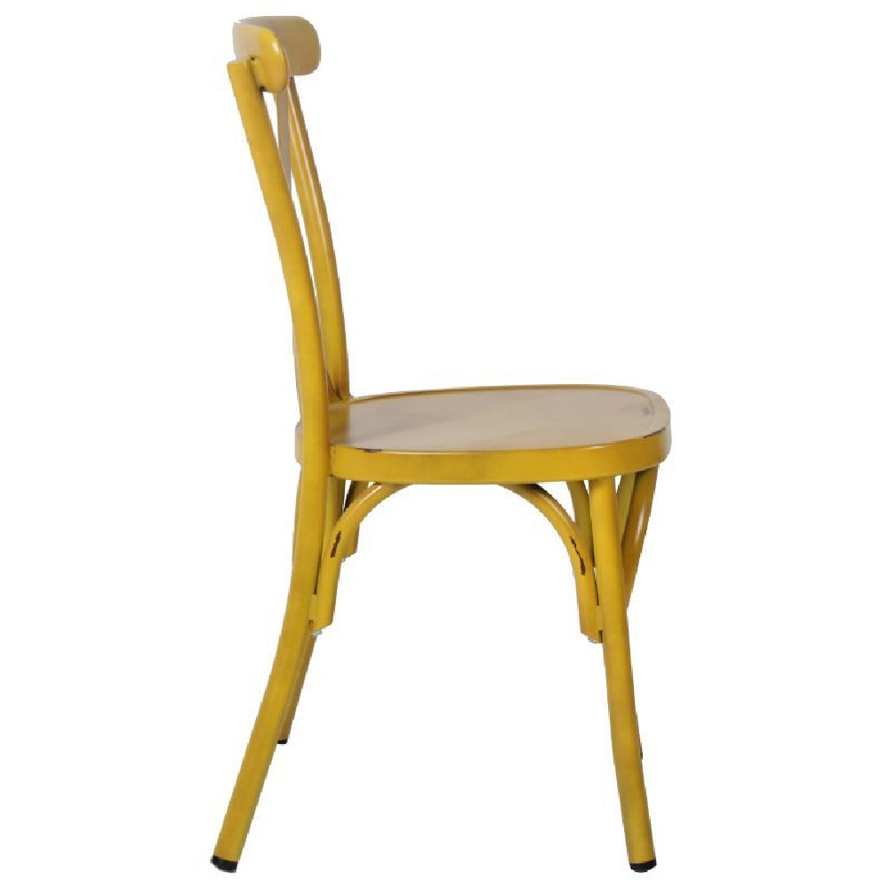 Cayuga Vintage Yellow Aluminium Outdoor Side Chairs In Pair