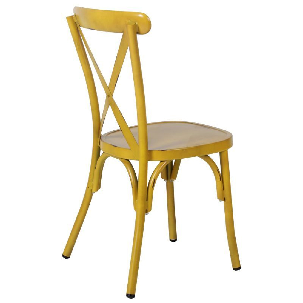 Cayuga Vintage Yellow Aluminium Outdoor Side Chairs In Pair
