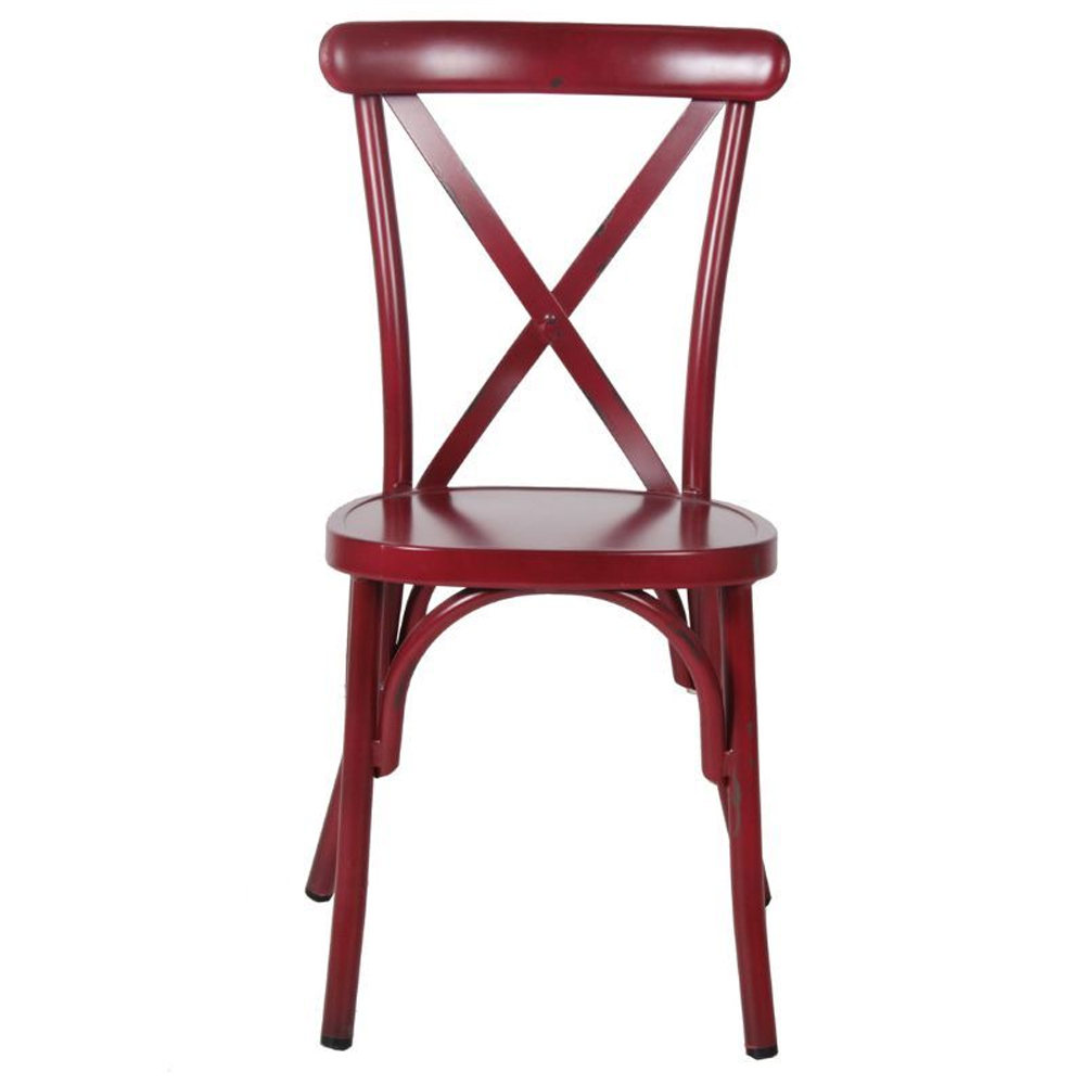 Cayuga Garden Vintage Red Aluminium Stackable Sidechair in Pair