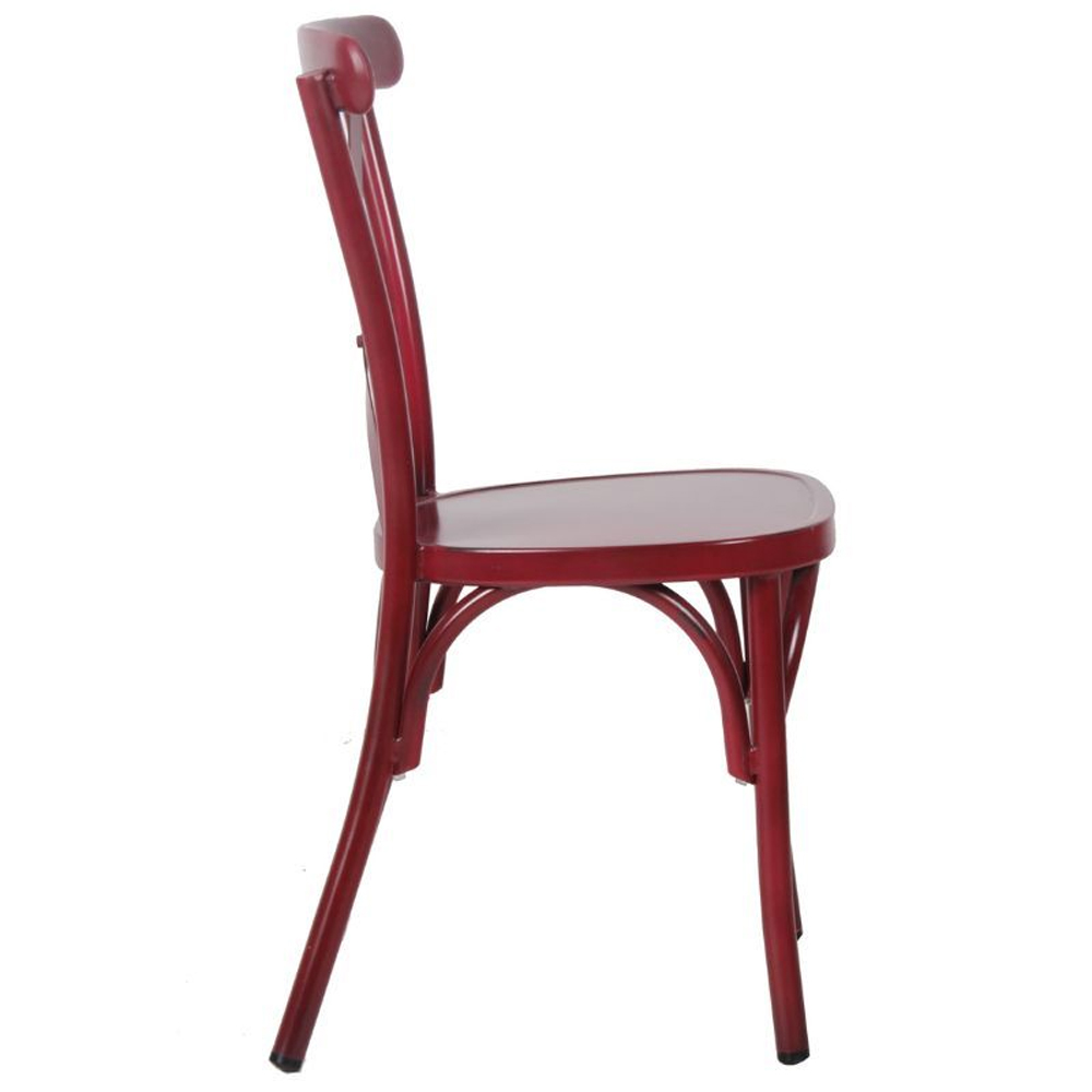 Cayuga Garden Vintage Red Aluminium Stackable Sidechair in Pair