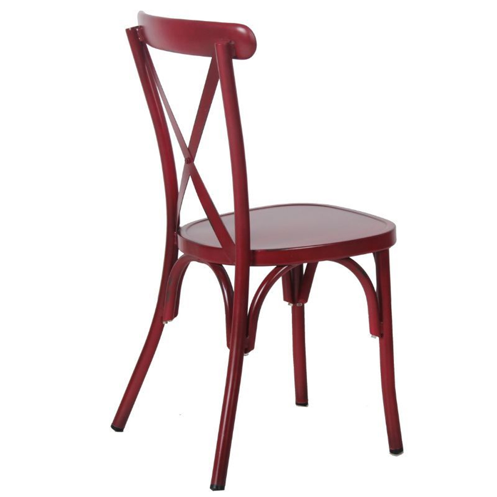 Cayuga Garden Vintage Red Aluminium Stackable Sidechair in Pair