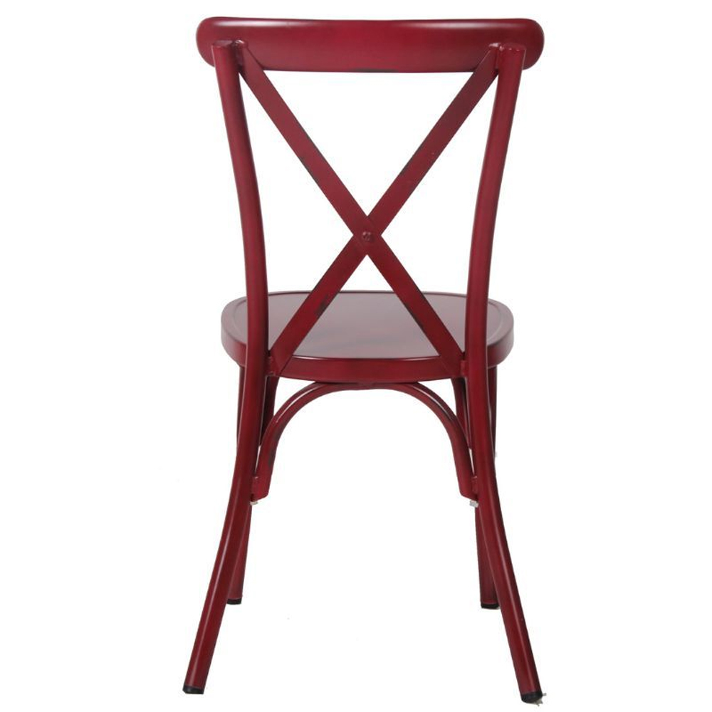 Cayuga Garden Vintage Red Aluminium Stackable Sidechair in Pair