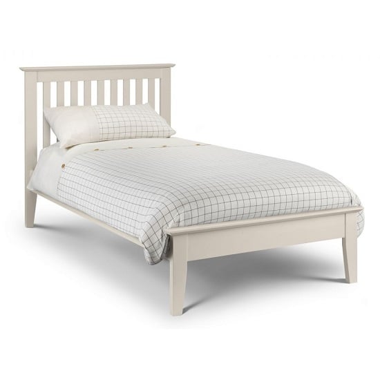 Read more about Saadet wooden single size bed in low sheen lacquer